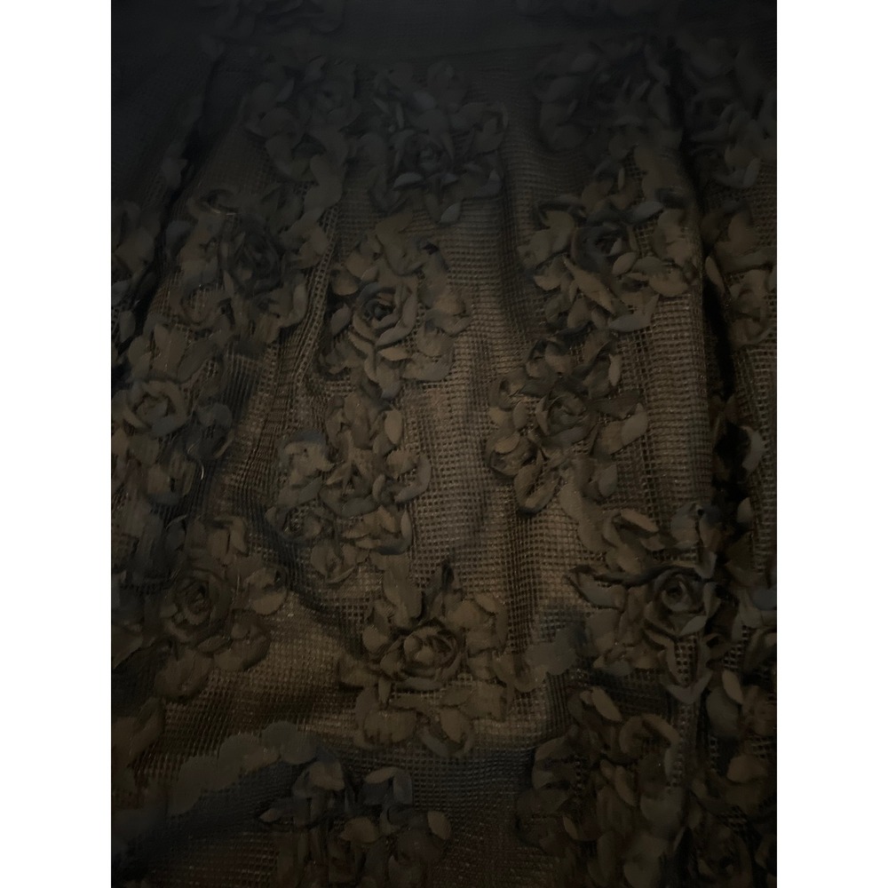 Worthington Woman Black 3D Rosette Floral Mesh Mini Skirt Plus Size 24W Zipper - Picture 2 of 7